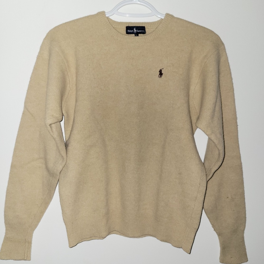 Vintage Polo Ralph Lauren Impact 21 Wool Sweater Women's‎ Size Large Beige